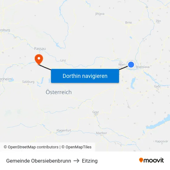 Gemeinde Obersiebenbrunn to Eitzing map