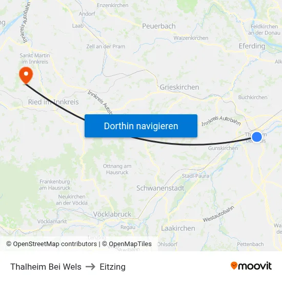 Thalheim Bei Wels to Eitzing map
