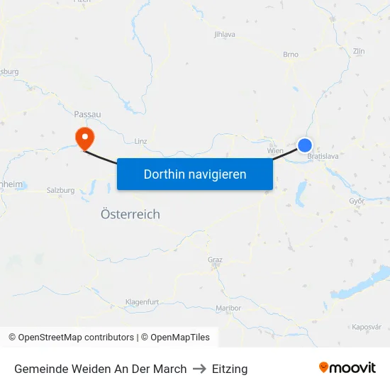 Gemeinde Weiden An Der March to Eitzing map