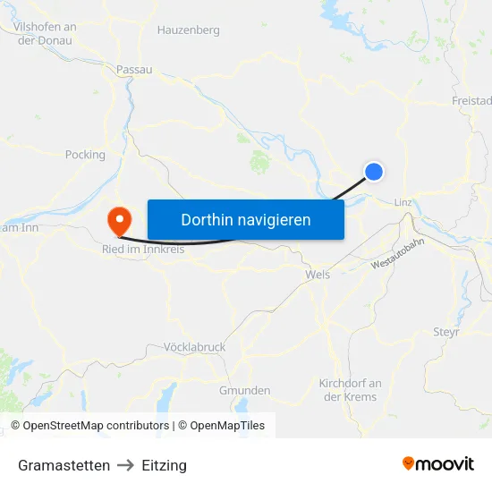 Gramastetten to Eitzing map