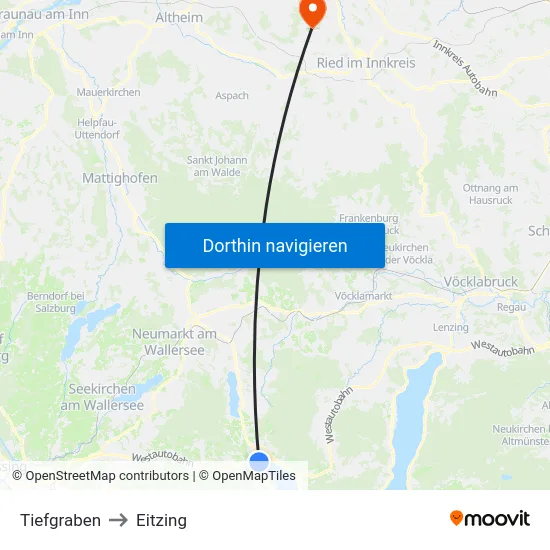 Tiefgraben to Eitzing map