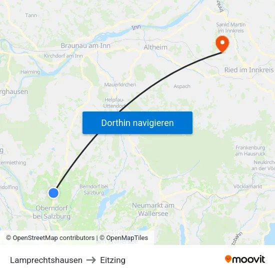 Lamprechtshausen to Eitzing map