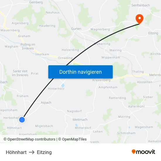 Höhnhart to Eitzing map
