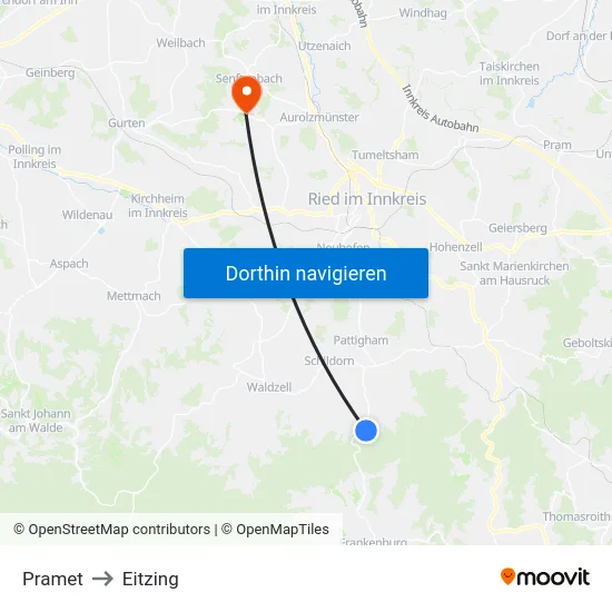 Pramet to Eitzing map