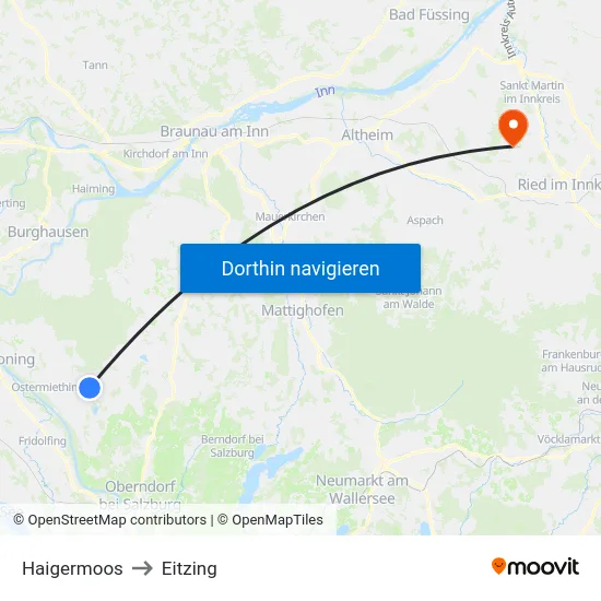 Haigermoos to Eitzing map