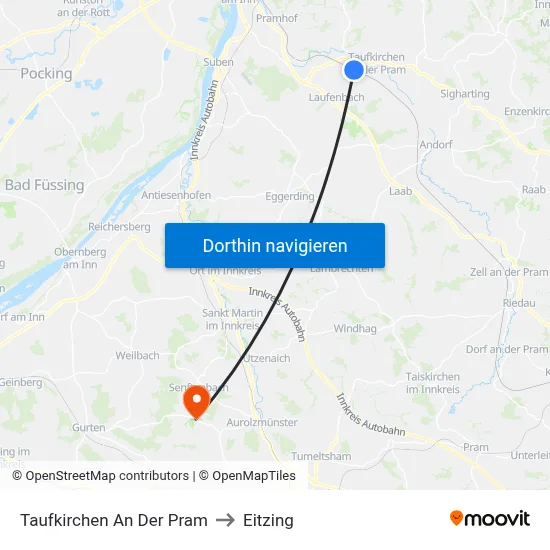 Taufkirchen An Der Pram to Eitzing map