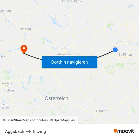 Aggsbach to Eitzing map