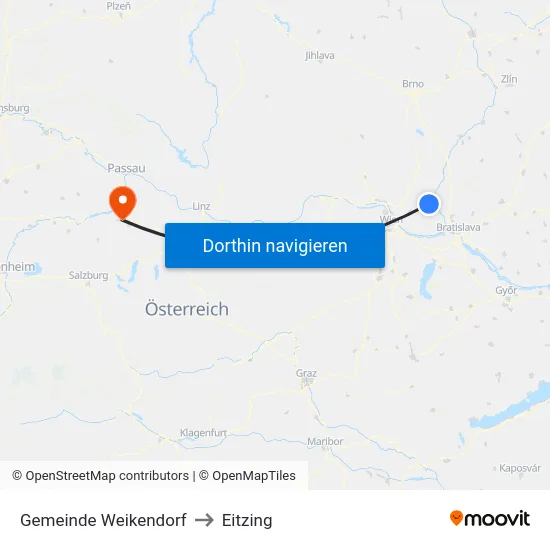 Gemeinde Weikendorf to Eitzing map