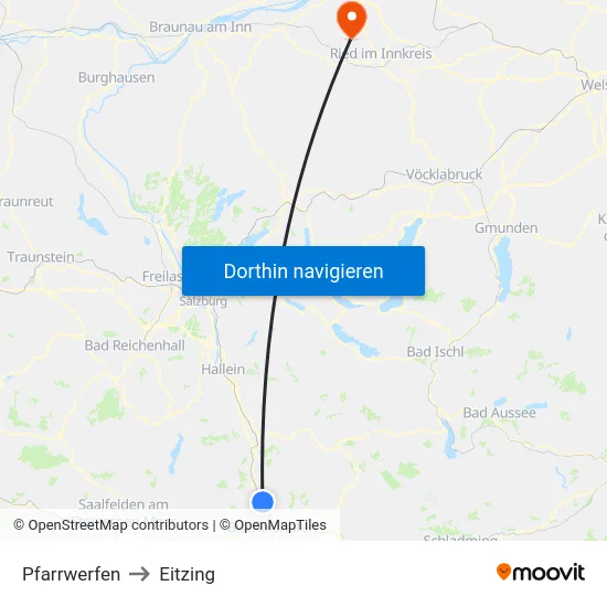 Pfarrwerfen to Eitzing map