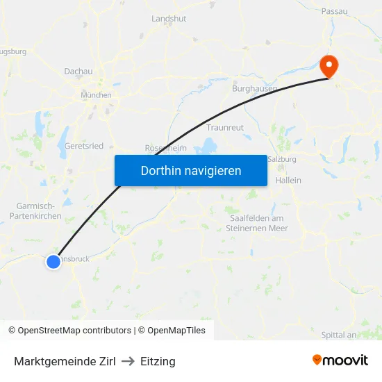 Marktgemeinde Zirl to Eitzing map