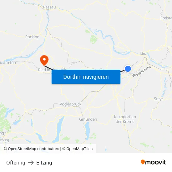 Oftering to Eitzing map