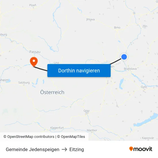 Gemeinde Jedenspeigen to Eitzing map