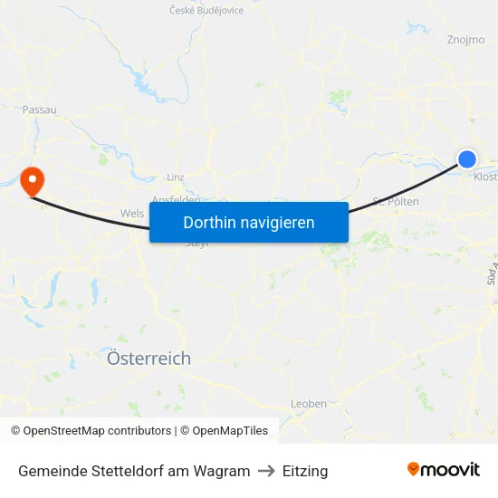 Gemeinde Stetteldorf am Wagram to Eitzing map