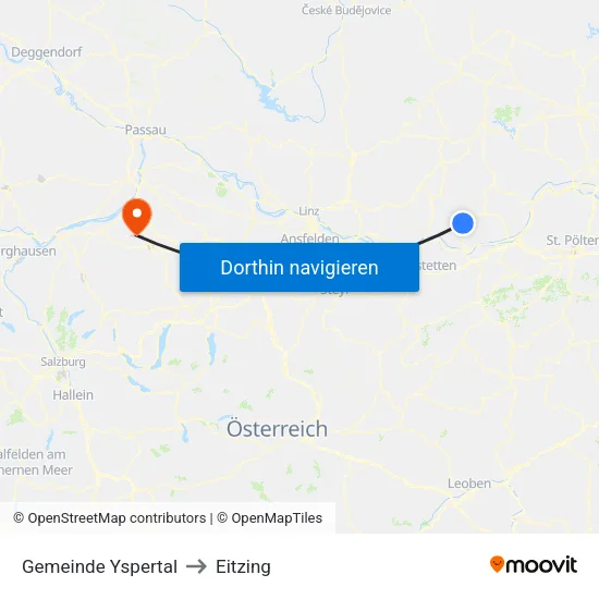 Gemeinde Yspertal to Eitzing map