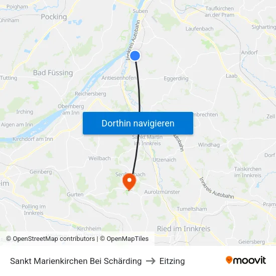 Sankt Marienkirchen Bei Schärding to Eitzing map