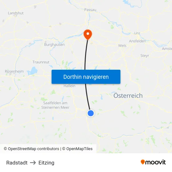 Radstadt to Eitzing map