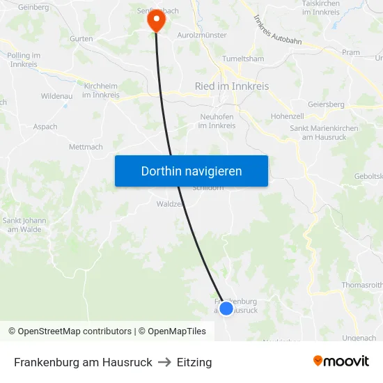 Frankenburg am Hausruck to Eitzing map