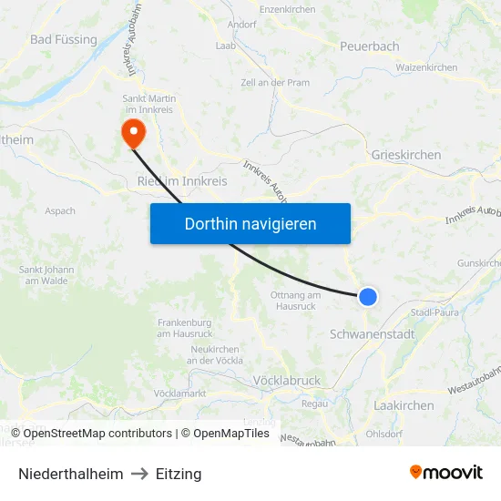 Niederthalheim to Eitzing map