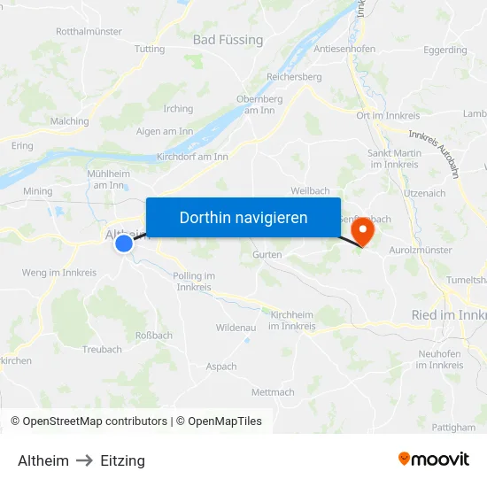 Altheim to Eitzing map