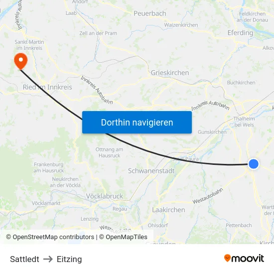 Sattledt to Eitzing map