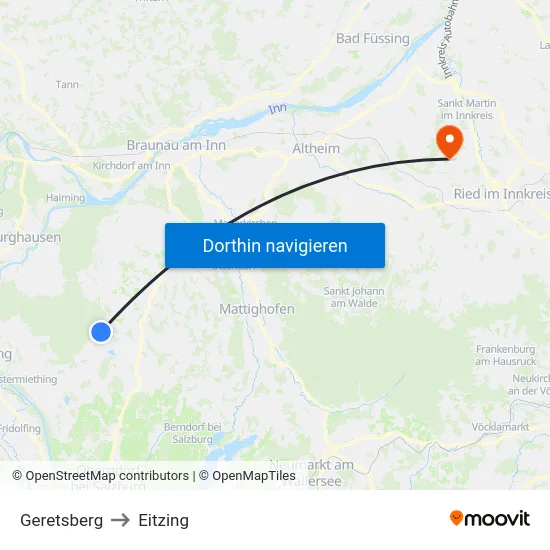 Geretsberg to Eitzing map