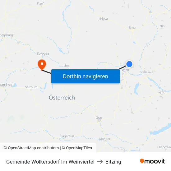 Gemeinde Wolkersdorf Im Weinviertel to Eitzing map