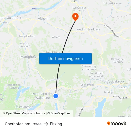 Oberhofen am Irrsee to Eitzing map