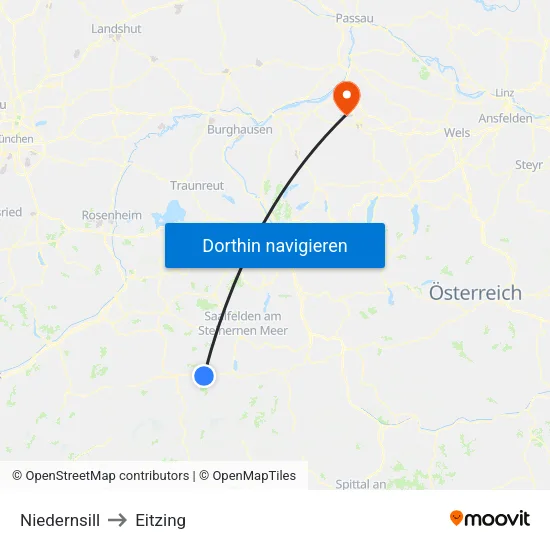 Niedernsill to Eitzing map