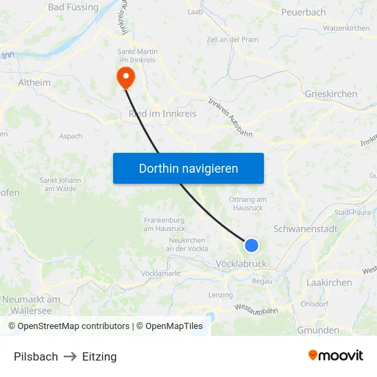 Pilsbach to Eitzing map