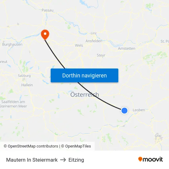 Mautern In Steiermark to Eitzing map