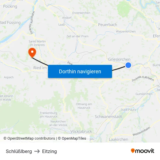 Schlüßlberg to Eitzing map