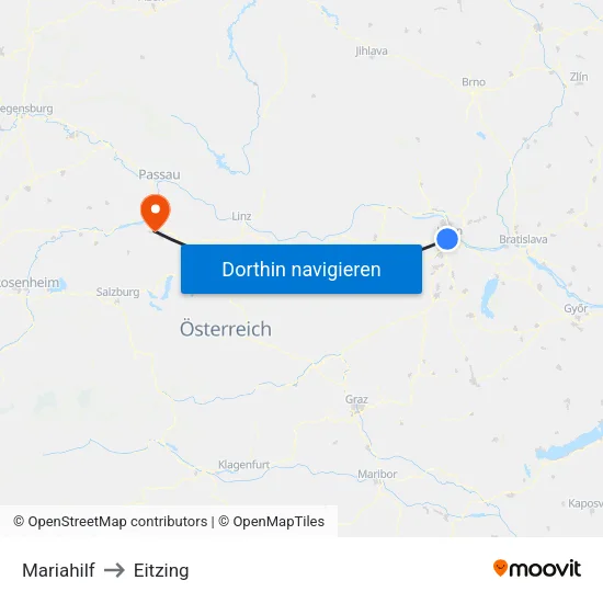 Mariahilf to Eitzing map
