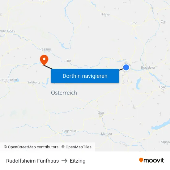 Rudolfsheim-Fünfhaus to Eitzing map