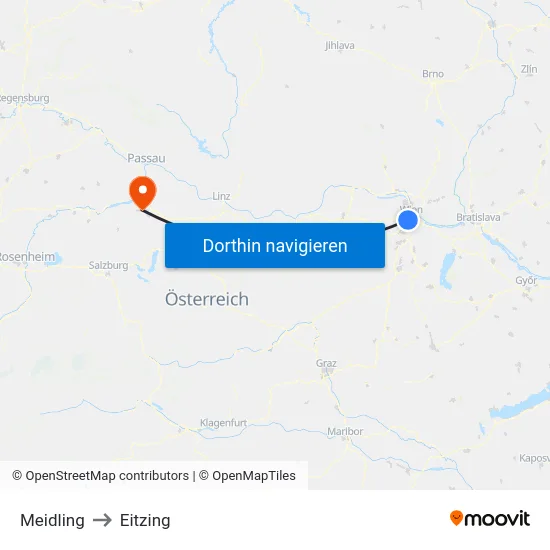 Meidling to Eitzing map