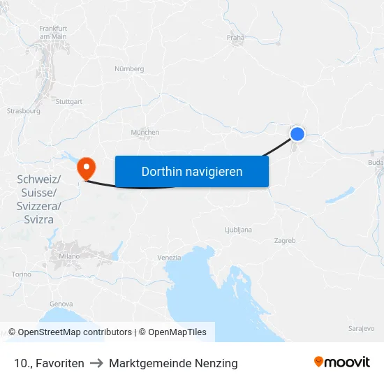 10., Favoriten to Marktgemeinde Nenzing map