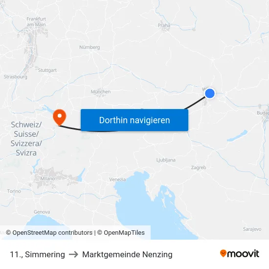 11., Simmering to Marktgemeinde Nenzing map