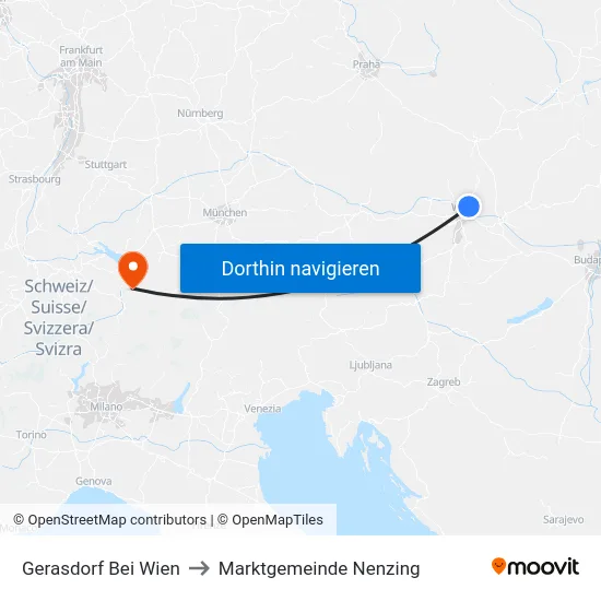 Gerasdorf Bei Wien to Marktgemeinde Nenzing map