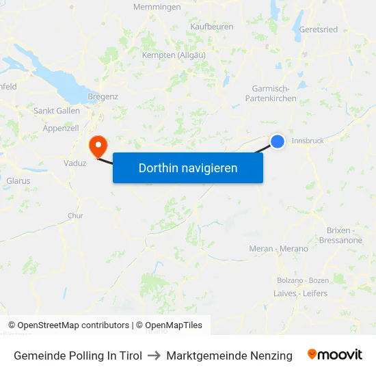 Gemeinde Polling In Tirol to Marktgemeinde Nenzing map
