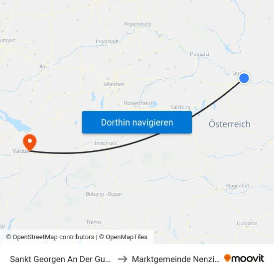 Sankt Georgen An Der Gusen to Marktgemeinde Nenzing map