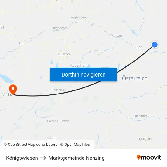 Königswiesen to Marktgemeinde Nenzing map