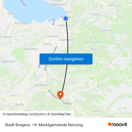Stadt Bregenz to Marktgemeinde Nenzing map
