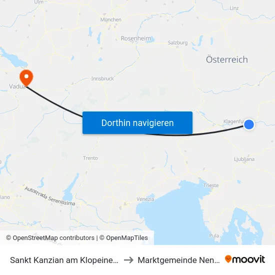 Sankt Kanzian am Klopeiner See to Marktgemeinde Nenzing map