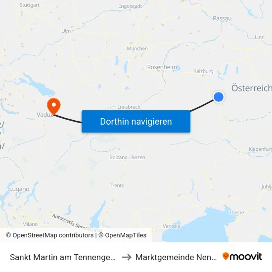 Sankt Martin am Tennengebirge to Marktgemeinde Nenzing map
