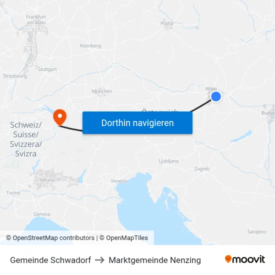 Gemeinde Schwadorf to Marktgemeinde Nenzing map