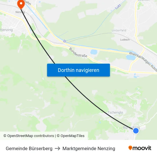 Gemeinde Bürserberg to Marktgemeinde Nenzing map