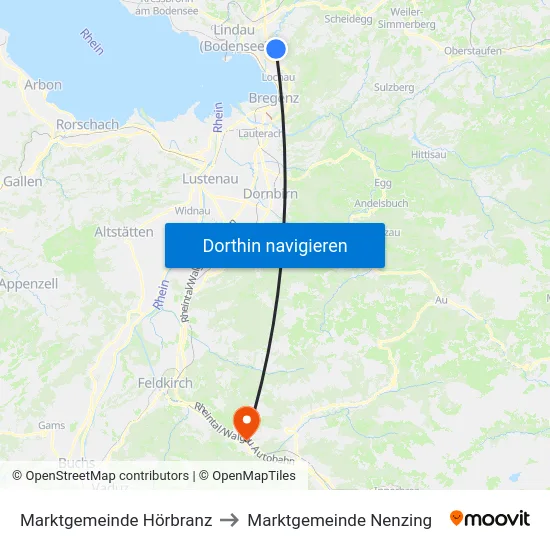 Marktgemeinde Hörbranz to Marktgemeinde Nenzing map