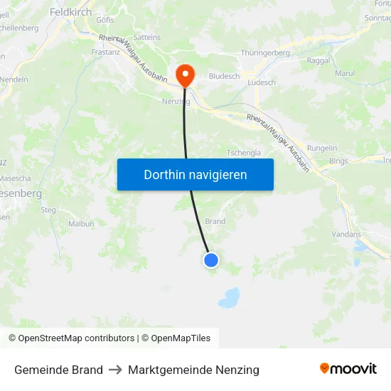 Gemeinde Brand to Marktgemeinde Nenzing map
