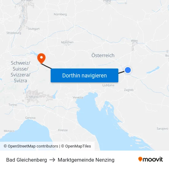 Bad Gleichenberg to Marktgemeinde Nenzing map