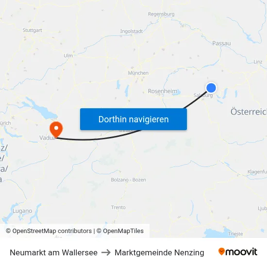 Neumarkt am Wallersee to Marktgemeinde Nenzing map