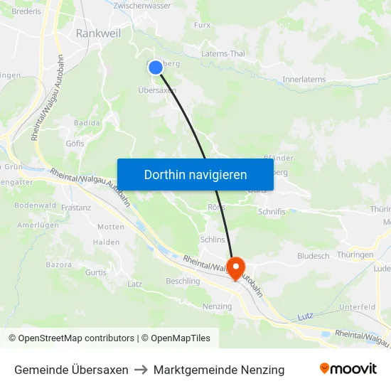 Gemeinde Übersaxen to Marktgemeinde Nenzing map